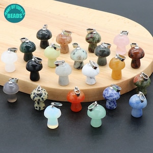 20x15mm Natural Gemstone Pendant,Mushroom Gemstone Pendant,Gemstone Charm,Mushroom Necklace Pendant,Cute Charms