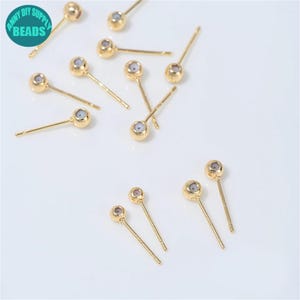 3/4mm 14K Gold Plated Dot Earring Stud,Rubber Dot Earring Stud,DIY Earring Making Supply,Jewelry supply Shop image 6