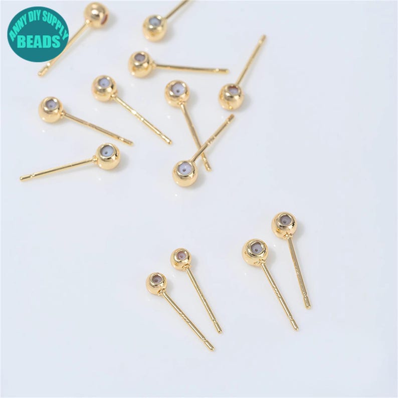 3/4mm 14K Gold Plated Dot Earring Stud,Rubber Dot Earring Stud,DIY Earring Making Supply,Jewelry supply Shop image 6