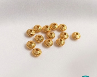 10/50/100pcs 24K gold Plated Rondelle Beads,Gold plated Spacer Beads,gold plated UFO beads,Gold plated spacer beads