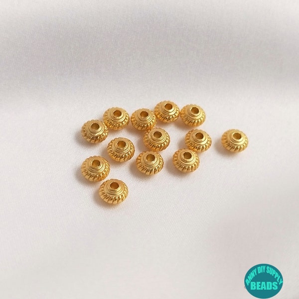 10/50/100pcs 24K gold Plated Rondelle Beads,Gold plated Spacer Beads,gold plated UFO beads,Gold plated spacer beads