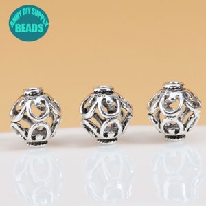2/5/10 / 20 STÜCKE S925 Sterling Silber Hohle Blume Perlen, Armband Spacer Perlen, Silber Perlen