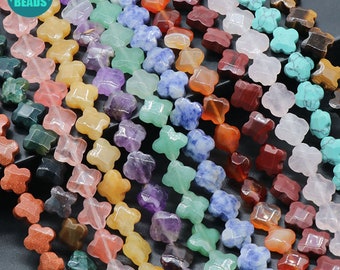 Cuentas de trébol de piedras preciosas de 11-13 mm, cuentas de flores, cuentas de flores de piedras preciosas