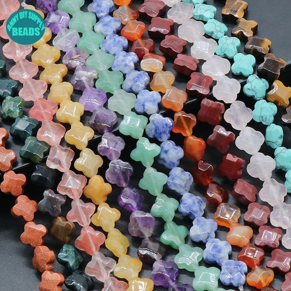 11-13mm Gemstone Clover Beads,flower beads,gemstone Flower Beads