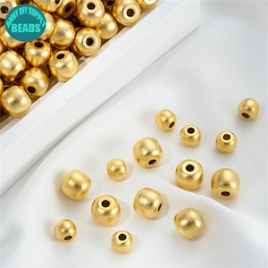 6/8mm 18k Matt Gold Plated Brass Spacer Beads,Gold Barrel Beads,Gold Plated Beads,Bracelet Beads,Jewelry Making Beads