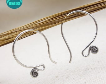 2/5/10 pair S925 Sterling Silver Earring Hook,Ear Wire with Eye hole,Silver Ear Wires