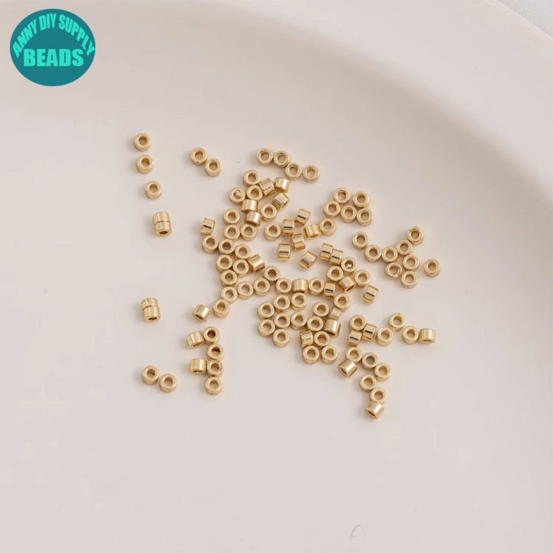 14k Gold Plated Beads,tiny Tube Beads,gold Jewelry Beads,tube Beads