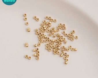 14k Gold Plated Beads,Tiny Tube Beads,Gold Jewelry Beads,Tube Beads,Spacer Beads,1.6mm Seed Beads