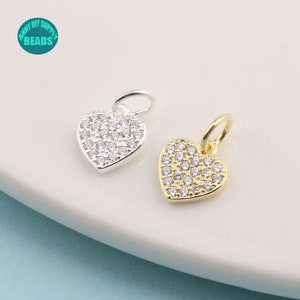S925 Sterling Silver Heart Pendant: CZ Paved Charm