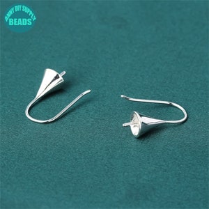 Gancio per orecchini minimalista in argento Sterling S925, fornitura per la realizzazione di orecchini con perle pendenti, gancio per orecchini con cauzione, gancio per orecchini in argento Sterling