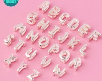 1PC S925 Sterling Silver 26 Alphabet Letter Beads,Alphabet letter beads,Initial Beads