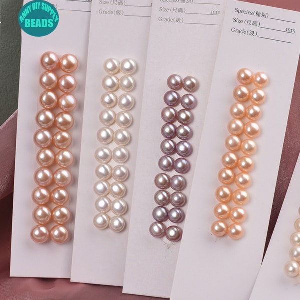 10 Pair AAAA Grade Freshwater Button Pearl Half Drilled Beads,Earring Stud Pearls,Half Drilled Pearl Beads,Round Button Pearl Beads