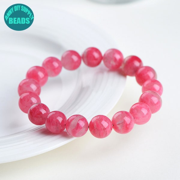 Natuurlijke Jade Rhodoniet Edelsteen Armband, Roze Edelsteen kralen, Roze Armband, Kersenbloesem Rhodoniet Kralen, Groothandel Kralen Winkel