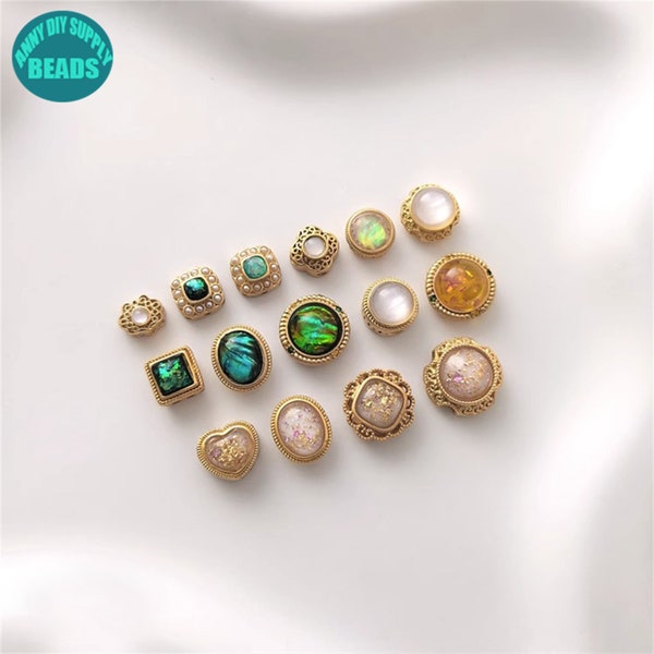 18K Matt Gold Plated brass Beads,Hollow Out beads,Flower Beads,Fake Opal beads,Cat eye Beads,Gold Spacer beads,Focal beads
