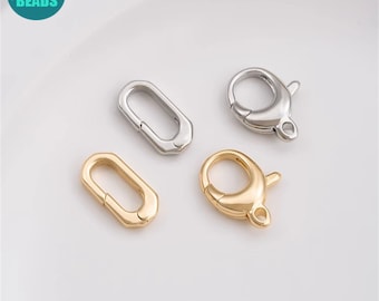 14K Gold Plated Lobster Clasp,O shape Lobster Clasp,rectangle clasp,Bracelet clasp,Chain clasp