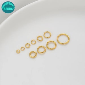 3/4/5/6/7/8/10 mm 18k verguld messing open ringen, springringen, open ring, gouden ringconnector, open ringen
