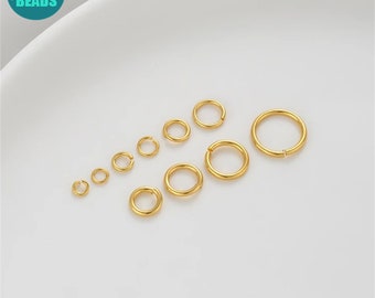 3/4/5/6/7/8/10mm 18k vergulde messing open ringen, springringen, open ring, gouden ringconnector, open ringen