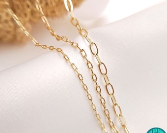 1/1.5/2.2mm 14K Gold Plating Chain, Paperclip Chain,Necklace Chain,Cross Chain,O shaper chain,Bracelet Chain