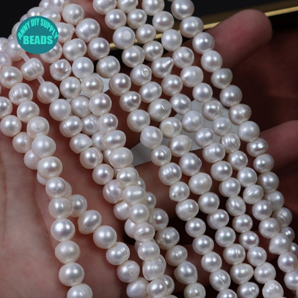 7mm Large Hole Pearl Beads,Hole Size 2.0mm ,Natural Pearl Beads,large Hole Pearl beads