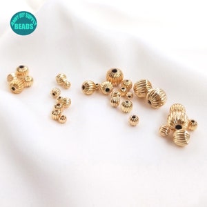 14K real Gold plated Round Pumpkin beads,Bracelet spacer beads,3mm 4mm 5mm 6mm 8mm gold round Pumpkin beads image 5