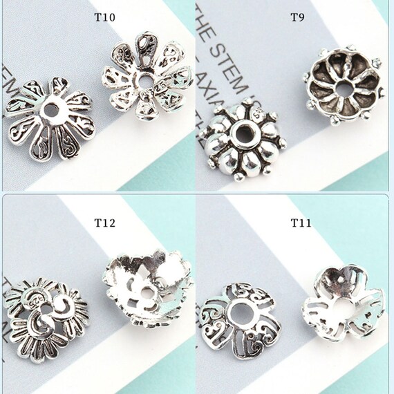 10PCS S925 Sterling Silver Bead Caps sterling Silver Flower Bead