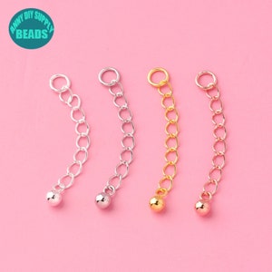 5PCS S925 Sterling Silver Extension Chain,necklace extension,chain extender,Dot necklace extension
