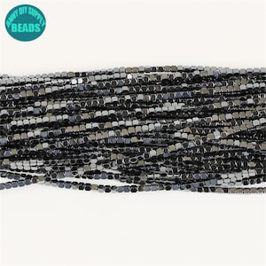 1/1.5/2mm Faceted Cubic Gemstone Beads,Tiny Black Hematite Beads,Tiny Gemstone beads,Black Cubic Beads,Full Strand 15inch