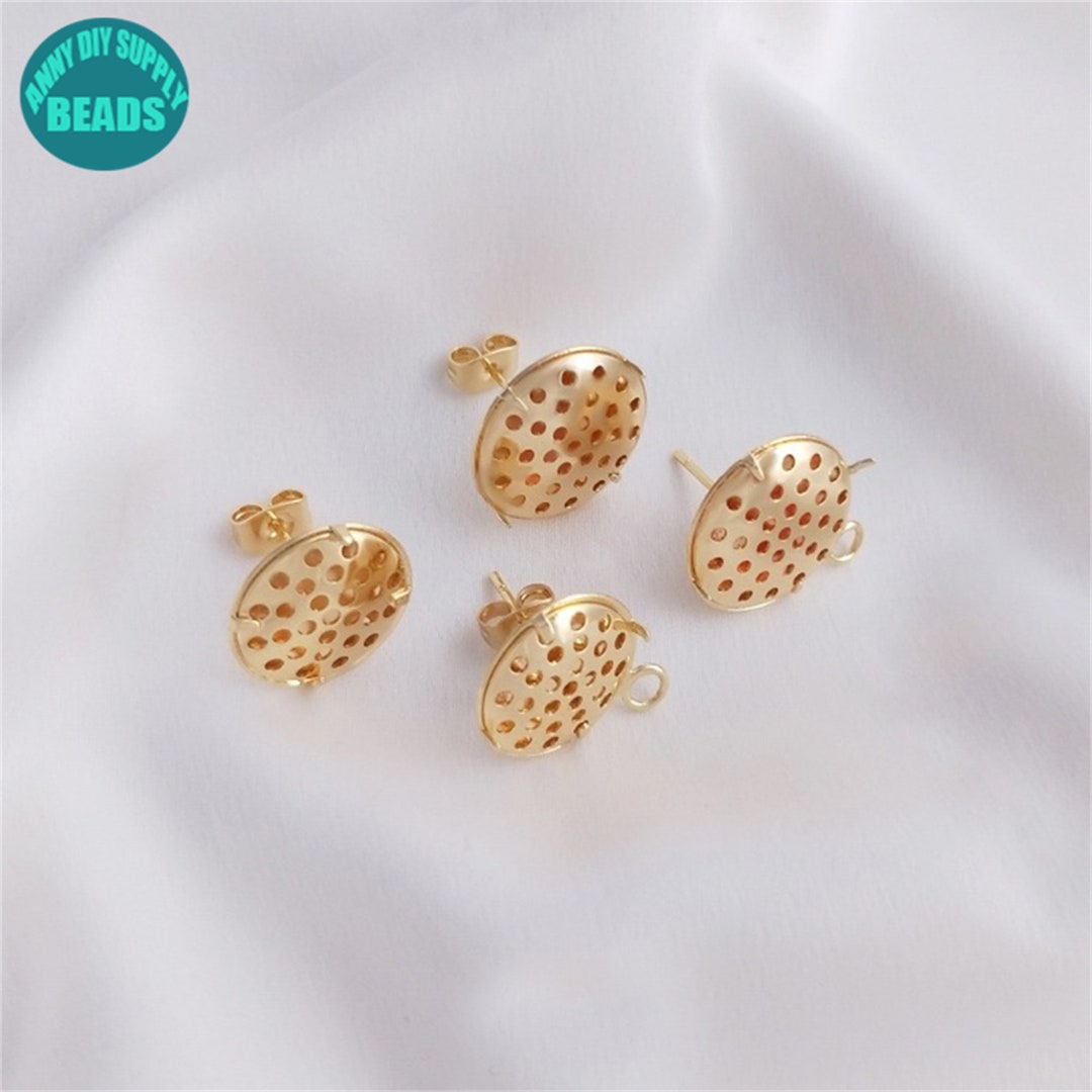 14k Gold Plated Brass Earring Support With Shower Head Support,circle