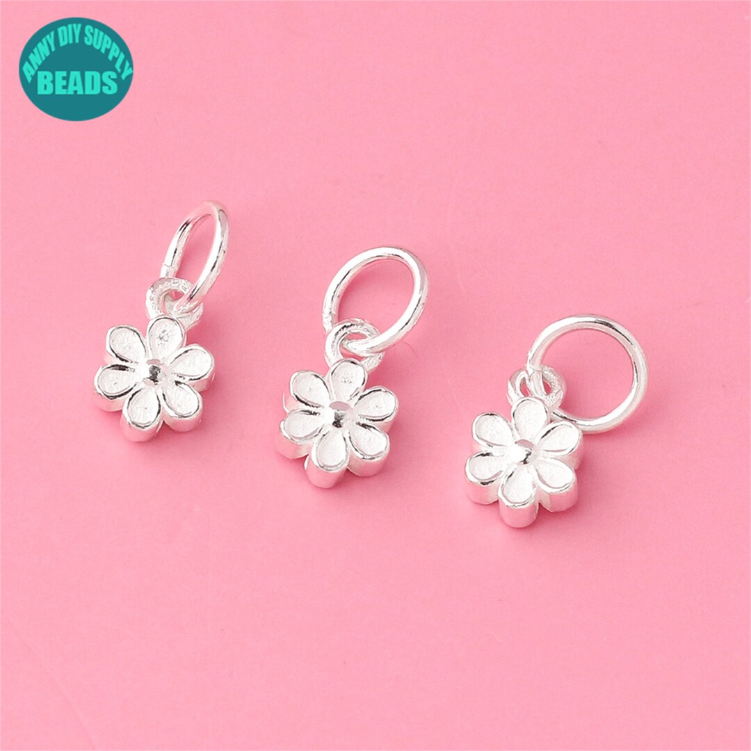 Letter 'J' Name Initial Charm – Pink Daisy Flower Design – Genuine 925 Sterling Silver – Hallmarked – Made In UK