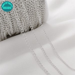 Silver Plated Brass Curb chain,Silver Tone Chain By Meters,Jewelry Making Supply,2.3/2.8/3.2mm
