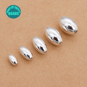 10/30/50/100PCS S925 Sterling Silver oval Beads,Silver Spacer beads,silver Oval Beads,Sterling Silver Bead Spacer