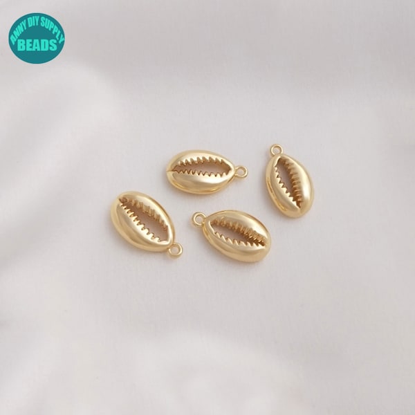 14K Real gold plated cowrie shell Charm,Necklace Charm,Earring Pendant,Bracelet charm