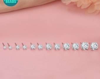 CZ Diamant S925 Sterling Silber Ohrstecker: Platin überzogene Punkt Ohrstecker