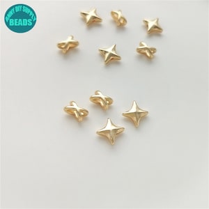 14K Gold Plated Brass North Star Beads,X letter Beads,Gold Plated Beads,Spacers Beads
