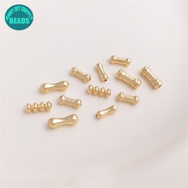 50PCS 14K gold Plated Tube Beads,Tiny Tube Beads,Bracelet Spacer Beads,Bone Shape Beads