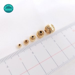 14K real Gold plated Round Pumpkin beads,Bracelet spacer beads,3mm 4mm 5mm 6mm 8mm gold round Pumpkin beads image 2