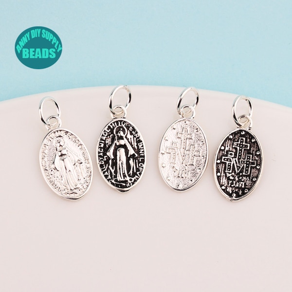 S925 Sterling Silver virgin mary Charm,Tiny Small Charm,Virgin Mary Pendant,Bracelet Charm,Neckalce Charm