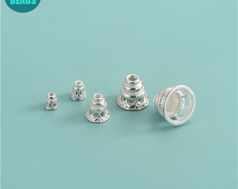 S925 Solid Sterling Silver Bead Caps, Flower Bead Caps, Kwastje Bead Caps, Zilveren Bead Caps, Cone Bead Caps, Sterling Bead End Caps