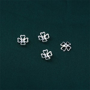 8mm S925 Solid Sterling Silver Bead Caps,Hollow Thin Bead Caps,Flower Bead Caps,Silver Bead Caps,Metal Bead Caps,Clover Bead caps