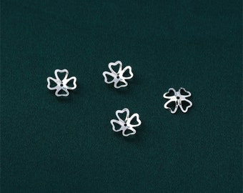 8mm S925 Solid Sterling Silver Bead Caps,Hollow Thin Bead Caps,Flower Bead Caps,Silver Bead Caps,Metal Bead Caps,Clover Bead caps