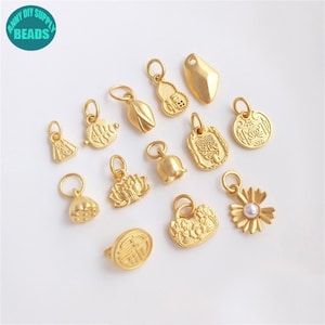 18k Matt Gold Plated Flower Charm,Gold Charm,Necklace Pendant,Jewelry Charms,Yoga Charms,Lotus Charm