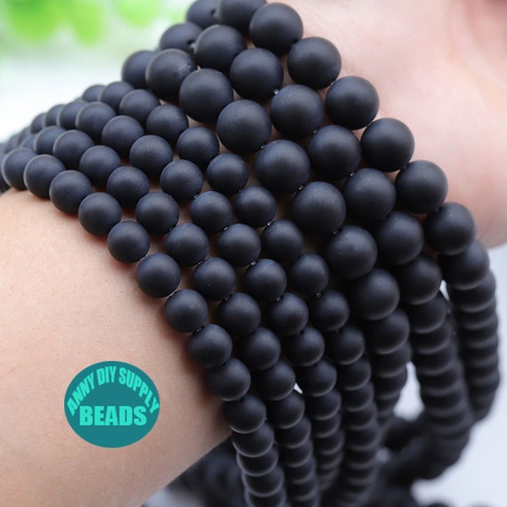 AAA Faceted Black Agate Onyx Gemstone Round Loose Beads – 4/6/8/10/12/14mm – Nickel-Free