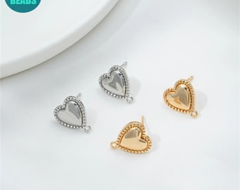 14K Gold Plated Heart Earring Studs