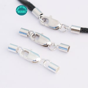 1/2/5/10 Set Sterling silver Cord Ends Cap,End Caps Clasps, kumihimo End Clasp for 2mm rope