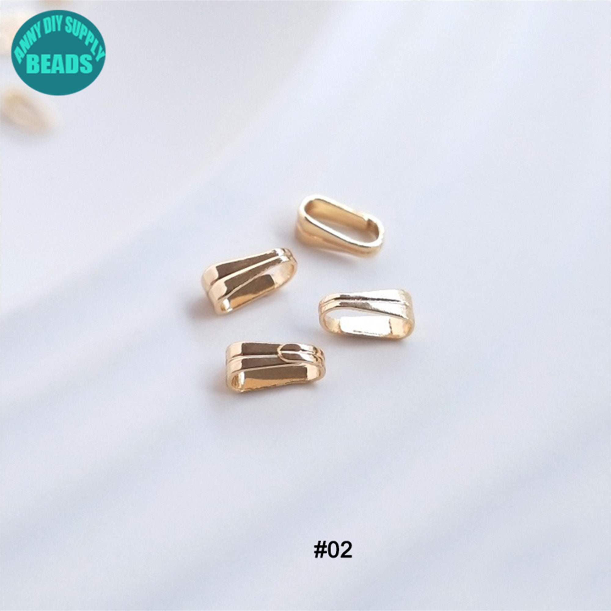 Pendenti In Ottone Placcato Oro 14K/18K Pinch Bail Clips - Foto 2