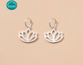 1/2/5/10/20PCS S925 Sterling Silber Lotus Charm,Sterling Silber Tiny Charm,Silber Lotus Charm,Yoga Armband Charm Anhänger