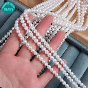 Chapelet de perles cerclées de pommes de terre blanches de 5 mm, perles naturelles presque rondes pour la fabrication de bijoux