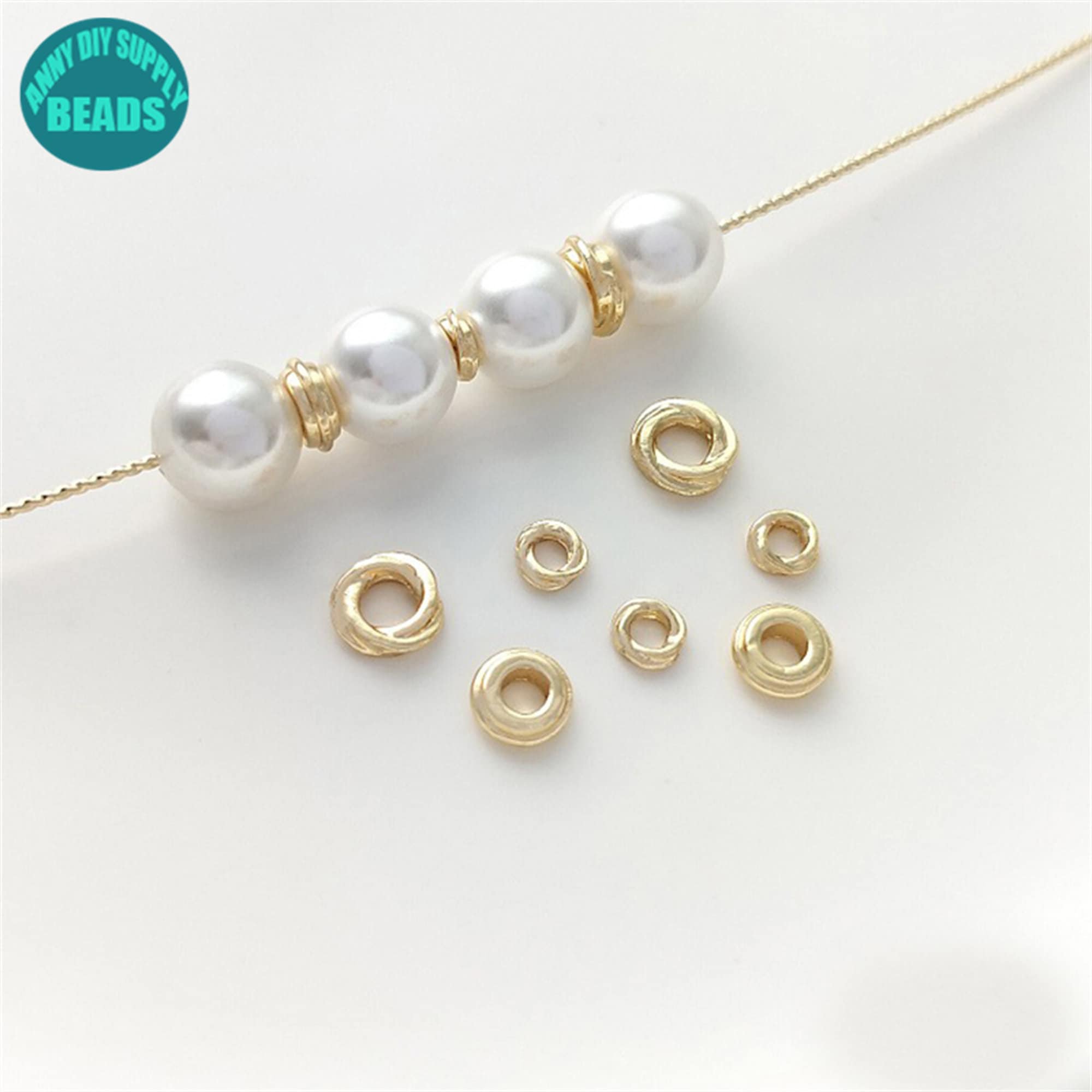 14k Gold Plated Brass Twisted Wire Ring Spacers,Tiny Spacers,Bracelet Beads,Gold Spacer Beads,Metal Spacer Beads,Rondelle Spacer