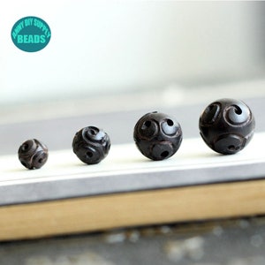 6mm-12mm Black Sandalwood beads,Hand Carved Beads,Mala Beads,Black wood beads,Jewelry beads supply,Wood beads,Buddha Beads