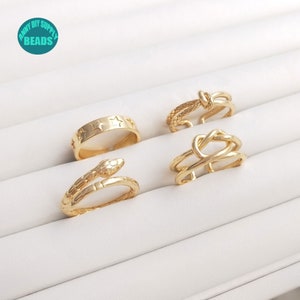 1PC 14K real Gold Plated Brass Rings,Adjustable Finger Ring.Snake Finger Ring,Star Finger Ring